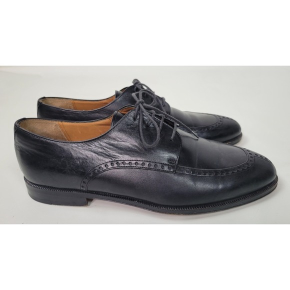 Saks Fifth Avenue Mens Black Leather‎ Split Toe Brogue Derby Dress Shoes Sz 8 M